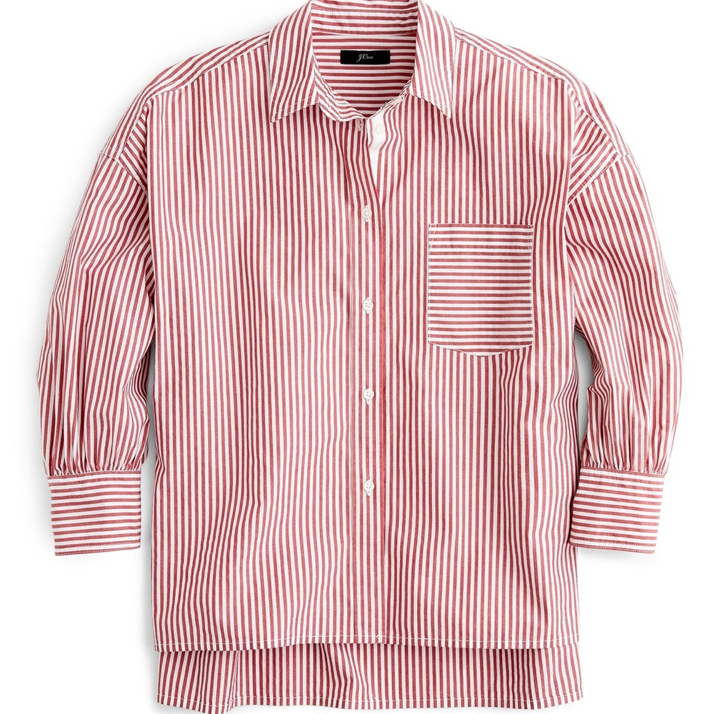 J. Crew oversized Poplin shirt red stripe XL